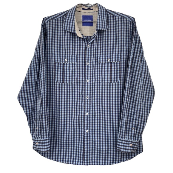 Tommy Bahama Button Front Long Sleeve Plaid Shirt Men's Size XXL Blue - Picture 1 of 10